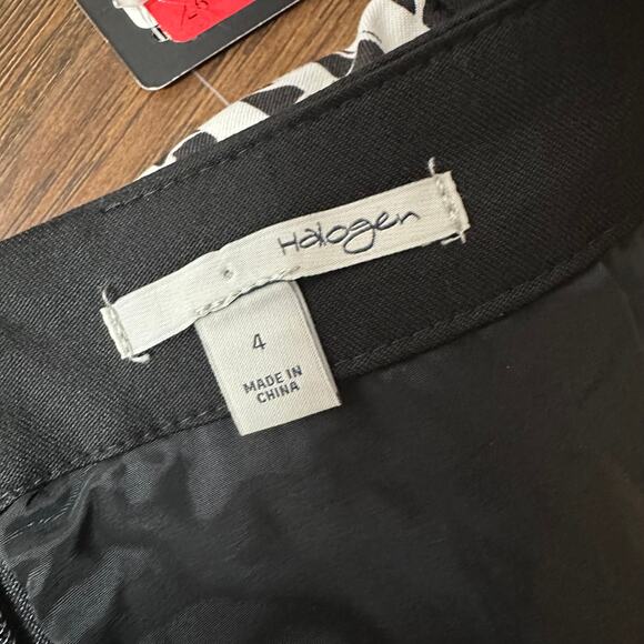 Halogen NEW Sz 4 Black White High Rise Pencil Knee Length Career Business Skirt - Picture 6 of 7